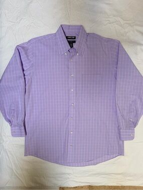 Kirkland Signature Lavender Plaid Long-Sleeve Button-Down Shirt